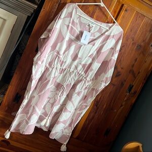 Pink and White Women's Swim Coverup